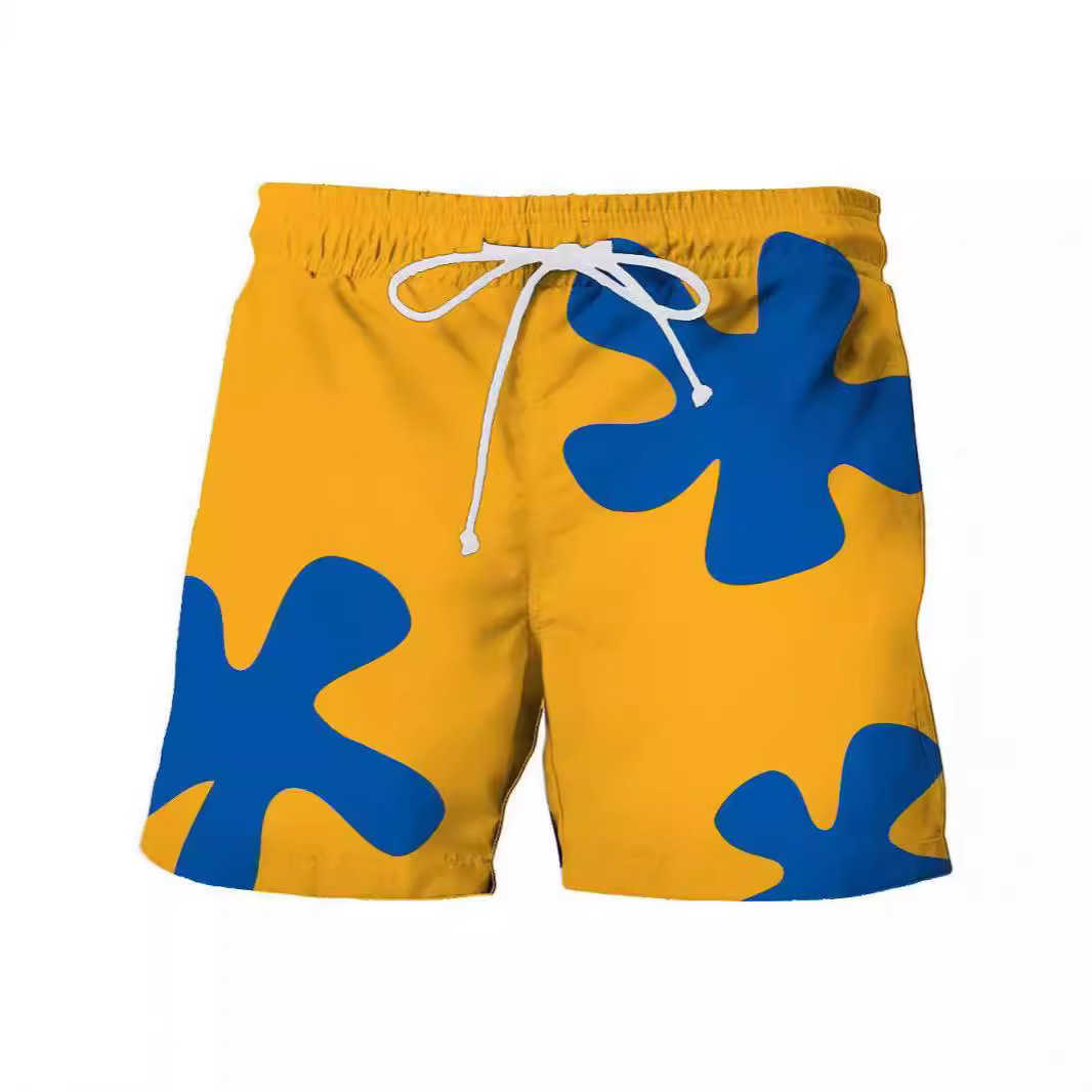 Hot selling quick drying beach shorts cropped shorts swimming trunks 3D printed oversized casual shorts for men W250212