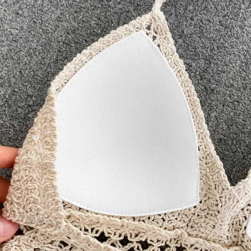 Knitted Tassels Hollow Out Tanks Camis for Women Bohemia Style Hault Sveless Sexy Femme Corset Crop Tops Beach Tank CamisolesXJ250212