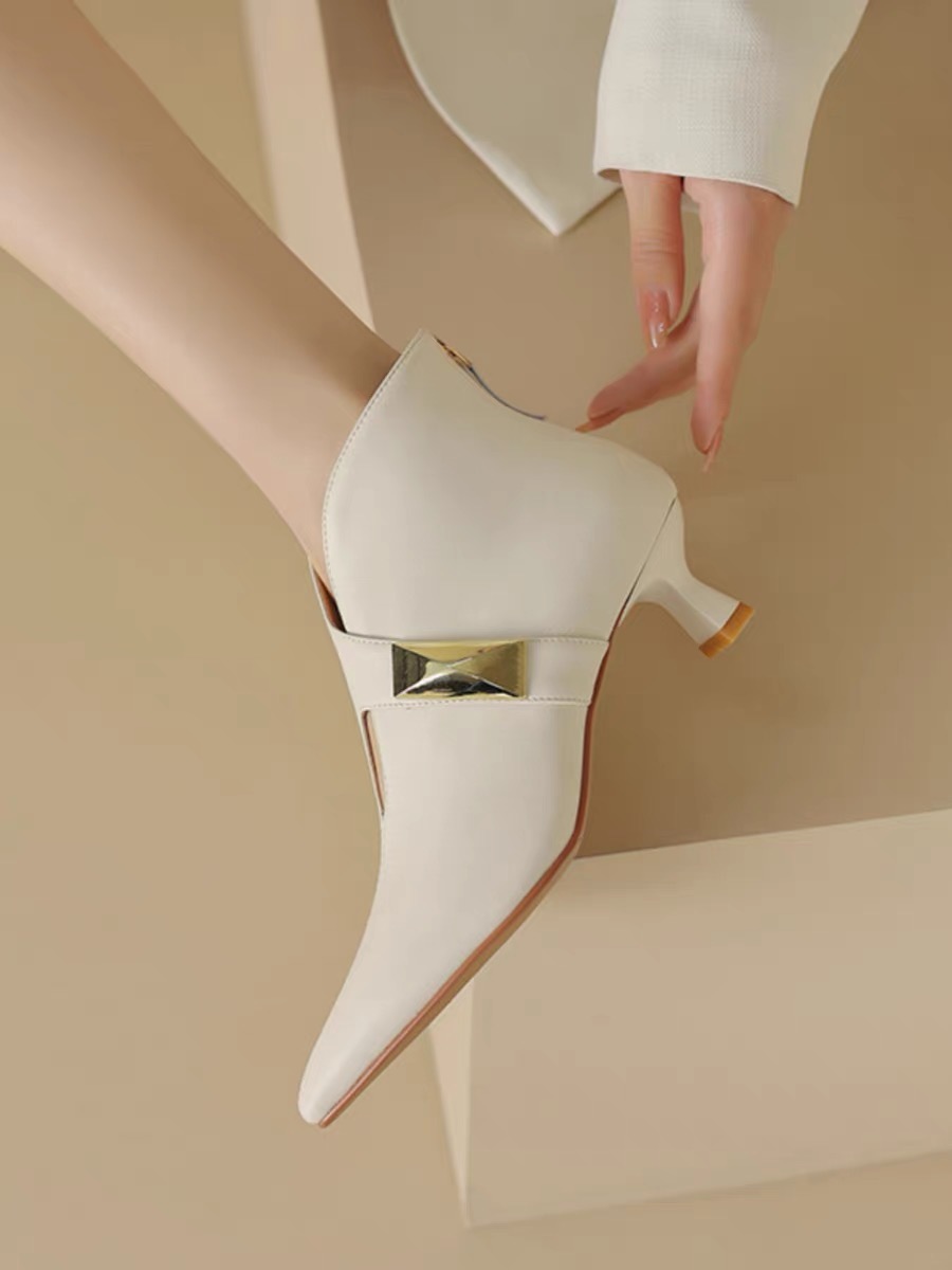 2025 new Autumn Pointed Toe Women Ankle Modern Ladies Shoes Flat with Leather Boots 8d42