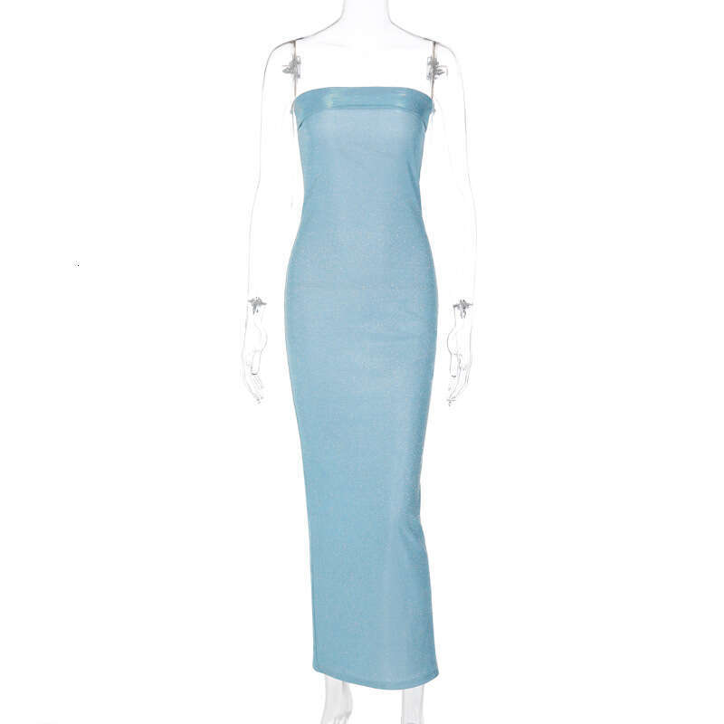 European American women's spring product fashionable sexy slim fit strapless bright color dress wholesale 2025 new style temperament chic and ele