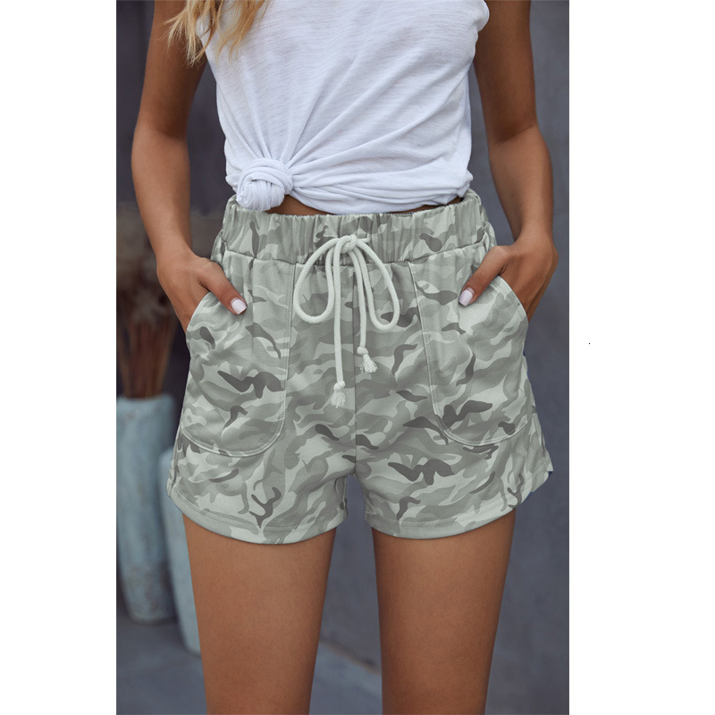 2025 Summer Women's New Fashionable Casual Lace Camouflage Shorts Medium Waist Loose Straight And Sexy Beach Pants