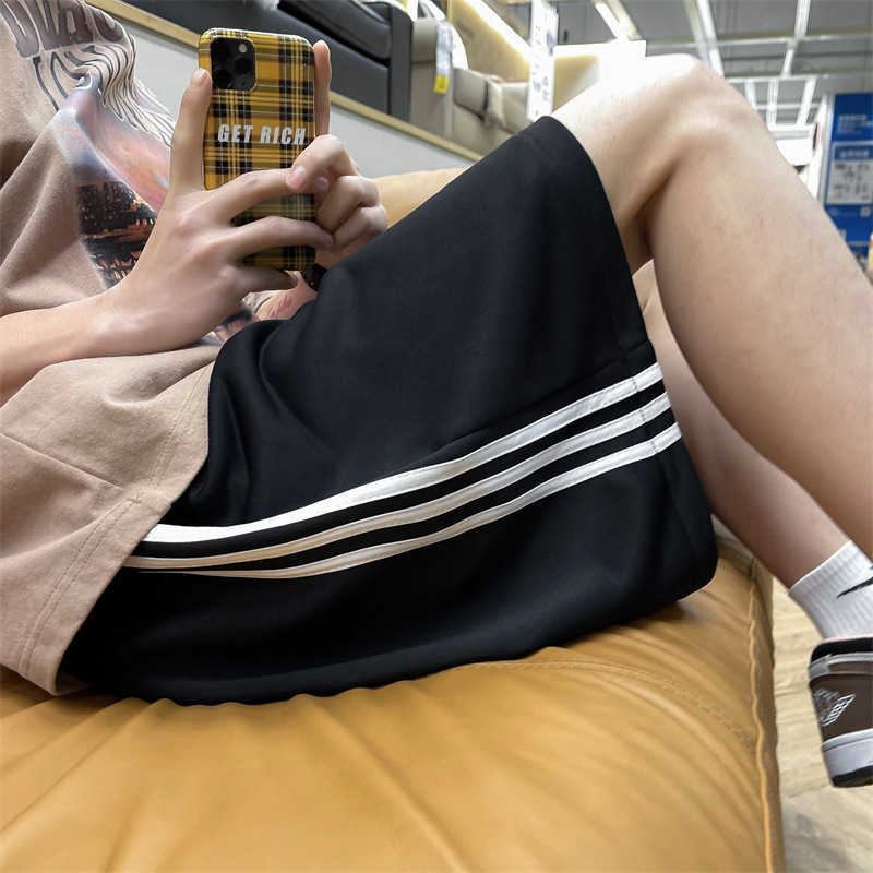 Three bar casual shorts for men summer trendy brand for teenagers loose and versatile five quarter pants high street hooligan and handsome sports swea