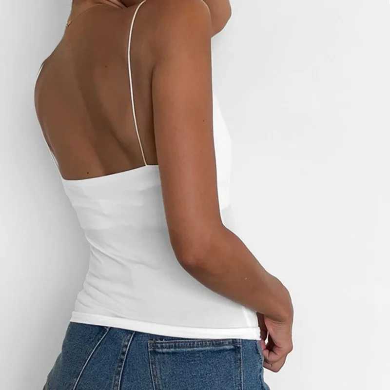 Summer Sexy Women Thin Wild Solid Camis Vest Tank Tops Fe Strap Basic Tops Slim Sveless CamisoleXJ250212
