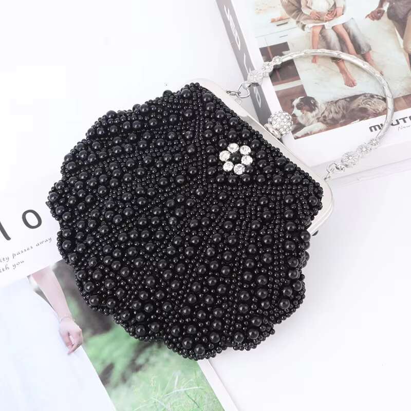 2023 Pearl Women Fashion Two Sided Beaded Evening Bag For Female Elegant 3 Colors Bridal Wedding Party Handbag Clutch