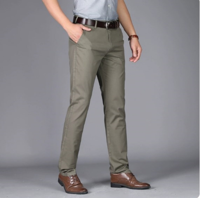 Men dress pants Khaki suit pants Fashion Brand black business trousers Straight work for male Solid Color skinny pant