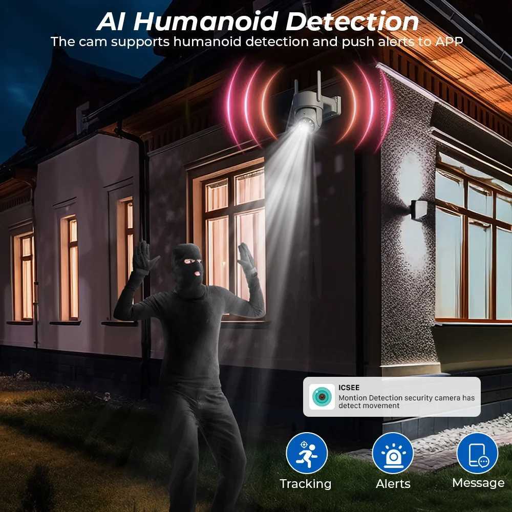 New WiFi PTZ Camera Outdoor Wireless Solar IP Camera 4MP HD Built-in Battery Video Surveillance Camera Long Time Standby iCsee Z250212