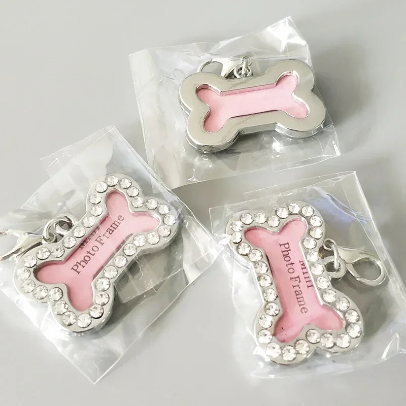 2026 New Personalized Bone Shape Pets ID Name Tag Address Pendant Dog Puppy Collar Pink Anti-Lost Card Pet Accessories