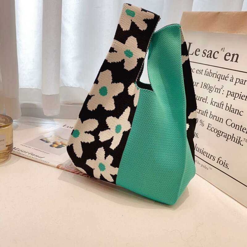 Instagram popular casual tote canvas bag, handbag, Japanese and Korean version, versatile hand-held women's knitted bucket bag
