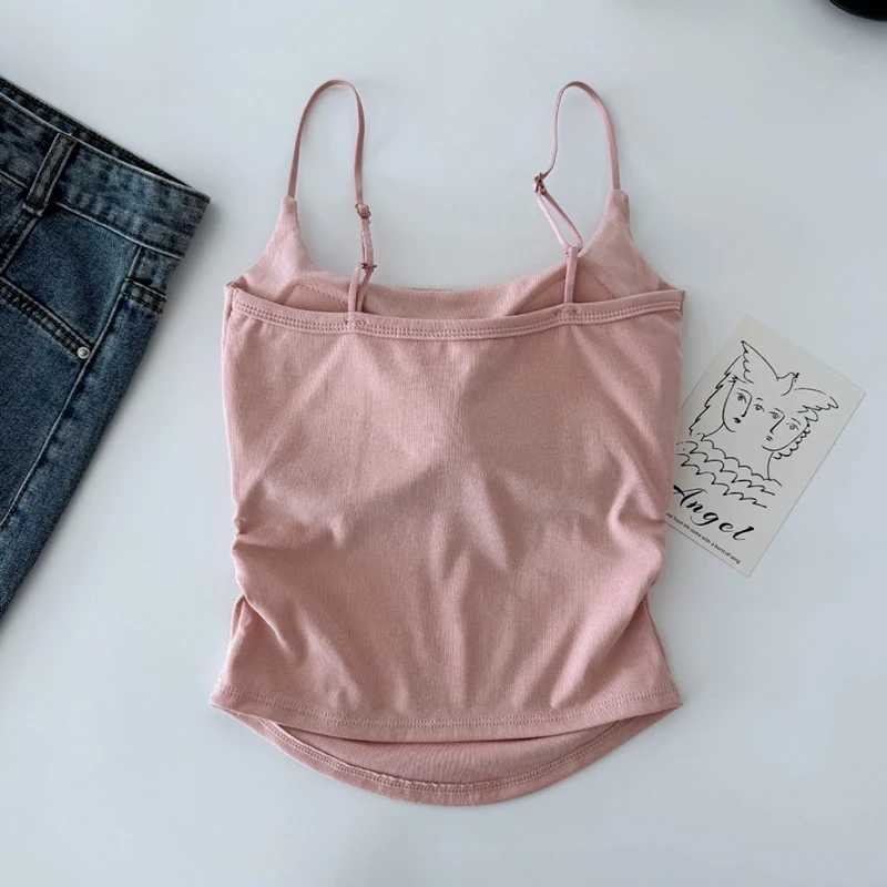 Summer Dopamine Color Sexy Camisole For Women With Pleated Waist And All-in-one Beautiful Back With Breast Pads For WomenXJ250212