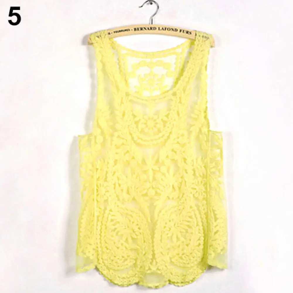 Womens Sveless Lace Tank Top Sexy Embroidery Hollow-out Floral Crochet Shirt Crochet T-Shirts For Women Lace Tee ShirtXJ250212