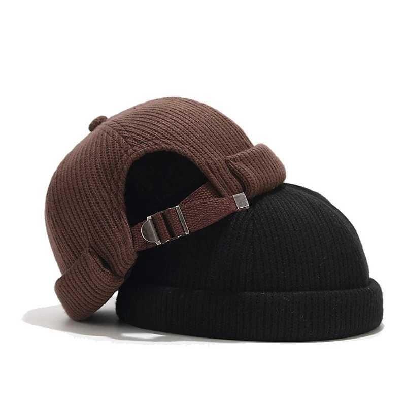 Bocca Knitted Docker Cap Beanies Brimless Hat Without Visor Sklcap Men Wen Solid Color Warm Thick Winter Hat Street Fashion X250212