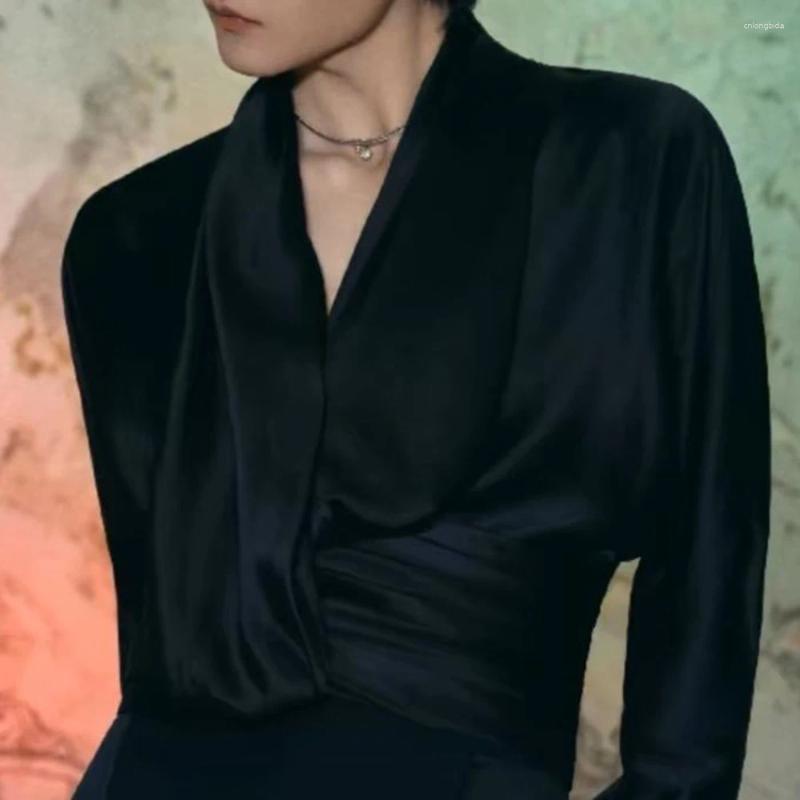 Men's Clothing Designer Deep V Neck Shirt Solid color high luxury Men Elegant Black V Slim Fit Shirts for Spring and Autumn Casual Fashion