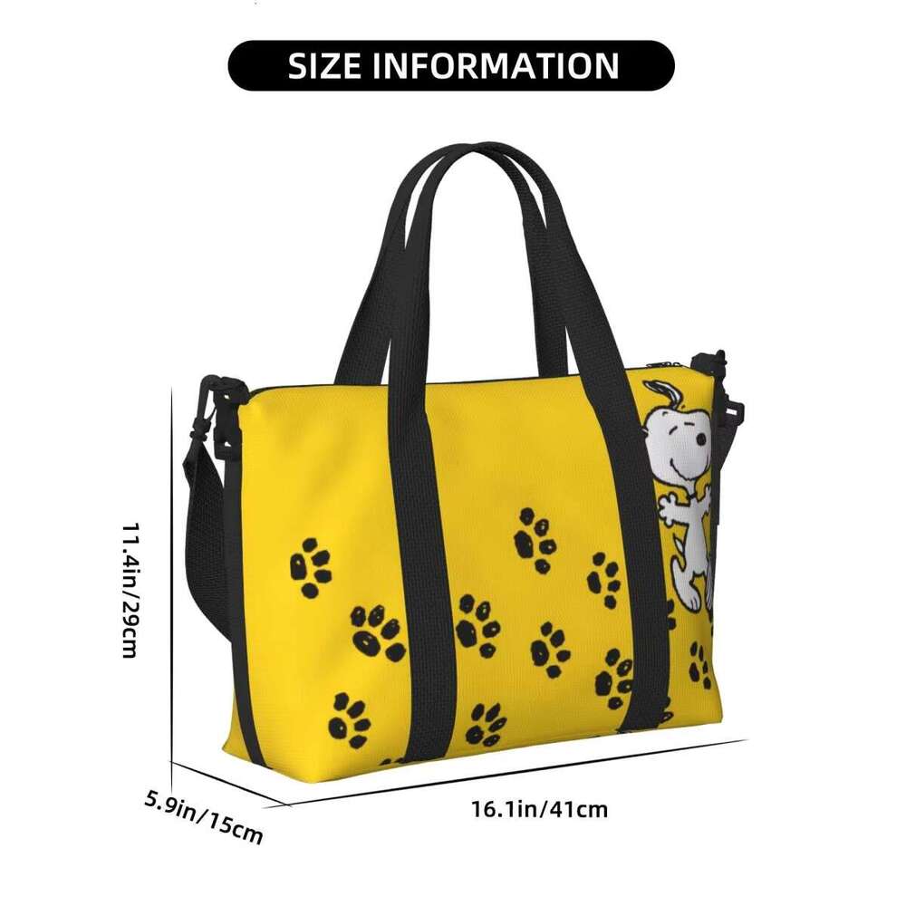 Custom Snoopys Paw Print Path Grocery Tote Shopping Women Large Capacity Cartoon Comic Dog Beach Gym Travel Bags