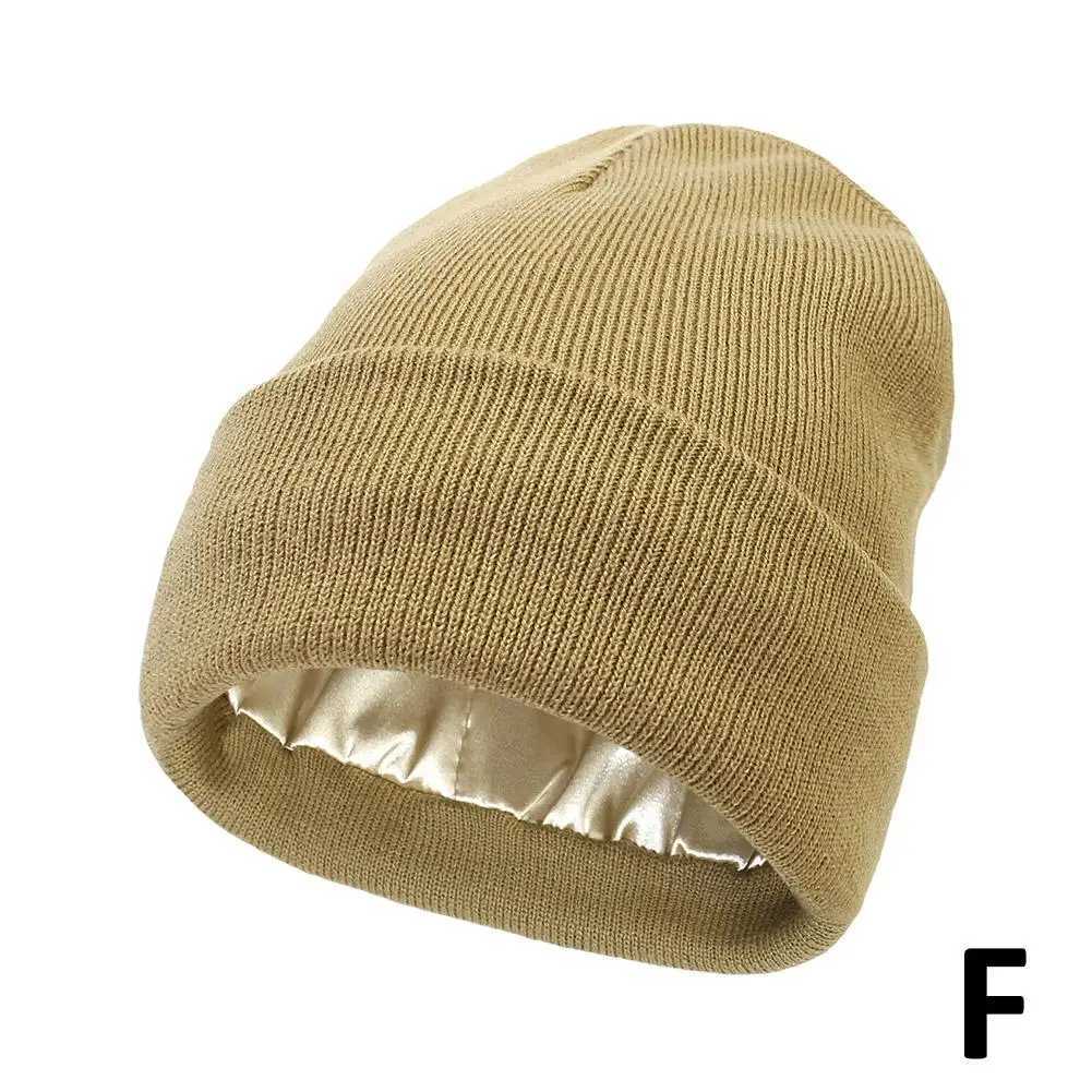 Cashmere Knitted Beanie Hat Winter Silk Satin Li Solid High Men Chunky Hats Warm Quality Beanie Cap Unisex Men Soft Th I7X2 X250212