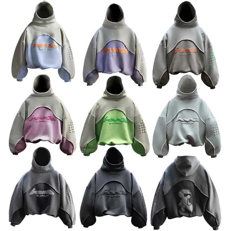 Y2K Hoodie foam printed panel design Pullover high quality oversize sweater retro mens fashion hip-hop top X250212