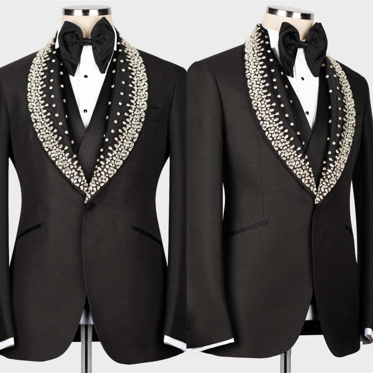 Designer Wedding Tuxedos Rhinestone One Button Men Suit Shawl Lapel 2 Piece Set Jacket Pants Groom Blazers Customized