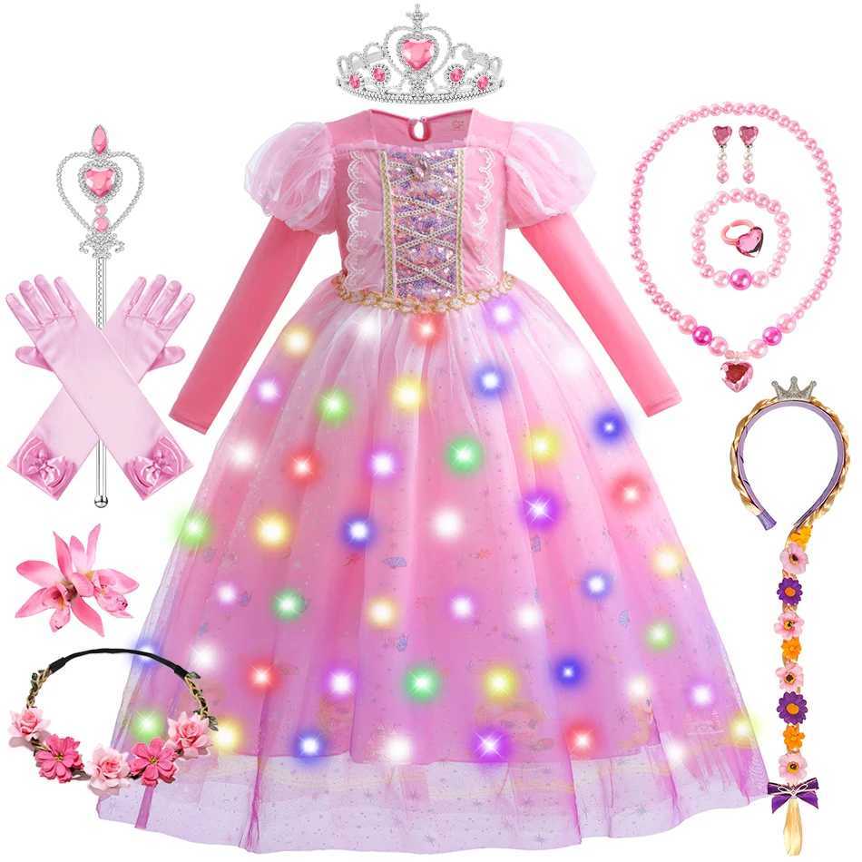 Girls Cosplay Princess Pink Dress Rapunzel Costume Kids d Sequin Prom Gown Christmas Halloween Birthday Par ClothingXJ250117