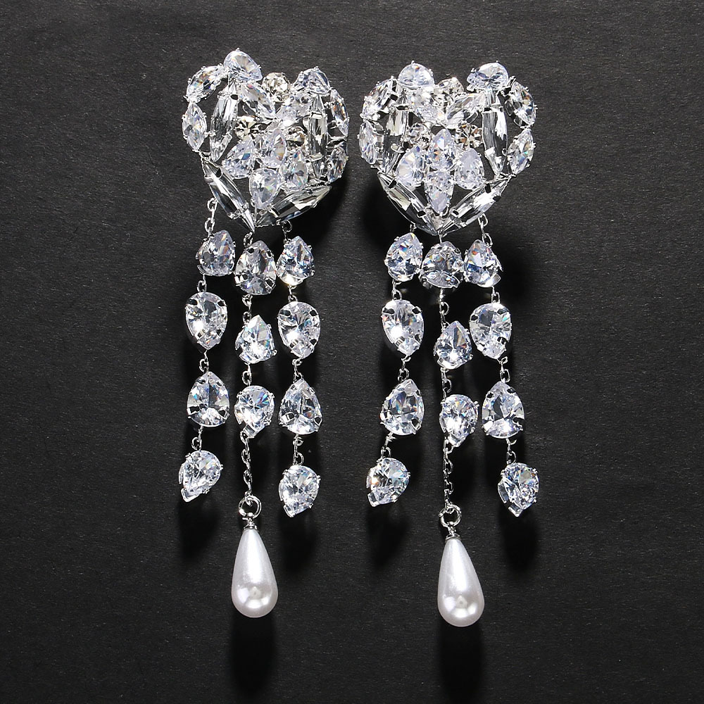 Love ear clip pendant 2PCS/LOT women's tassel rhinestone earrings exaggerated accessories women's earrings