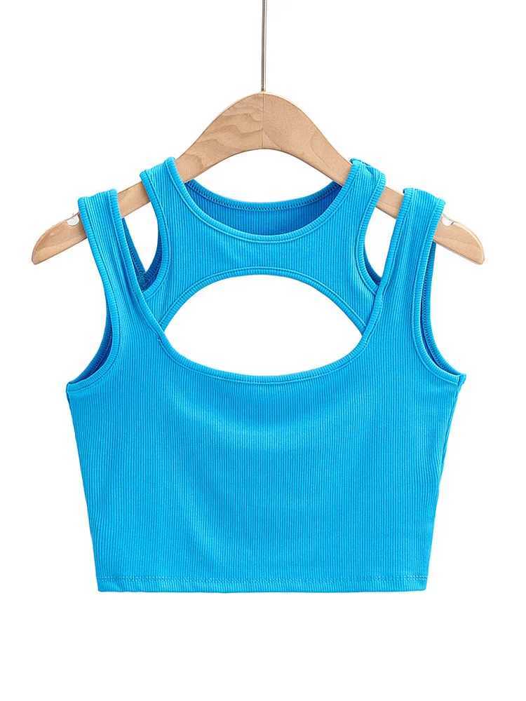 2024 Summer NEW Arrival Women Solid Color Sexy Causal 2 Piece Croped-Tops Tanks For LadiesXJ250212