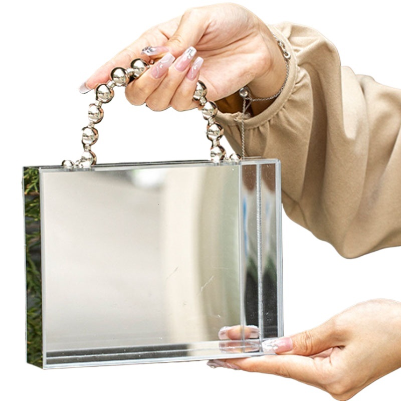 Urious Acrylic Fashion And Creative Pull-Out Lid Handle Transparent Birthday Gift Box Banquet Handbag