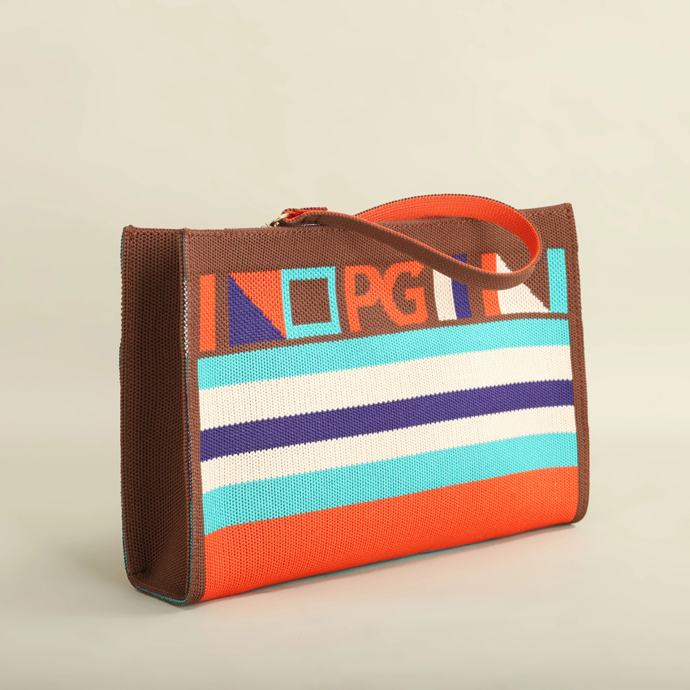 PG PATSY G Unique Style Design Shopping Colorful Striped Fashion Handbag
