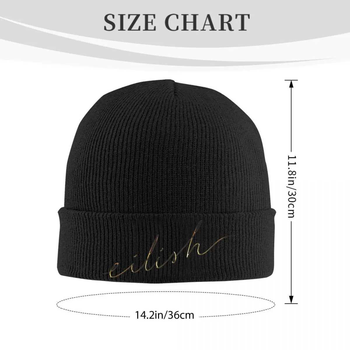 Billies Fragrances Gold Cursive Knitted Hat Beanie Winter Hats Warm Hip-hop Eilishs Cap Men Wen X250212