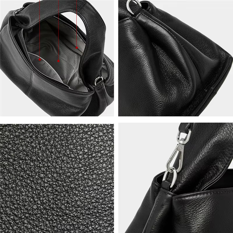 Hifashion Genuine Leather Cloud Tote Handbags For Women 2025 Trend Designer Large Capacity Hobo Ladies Shoulder Crossbody Bags