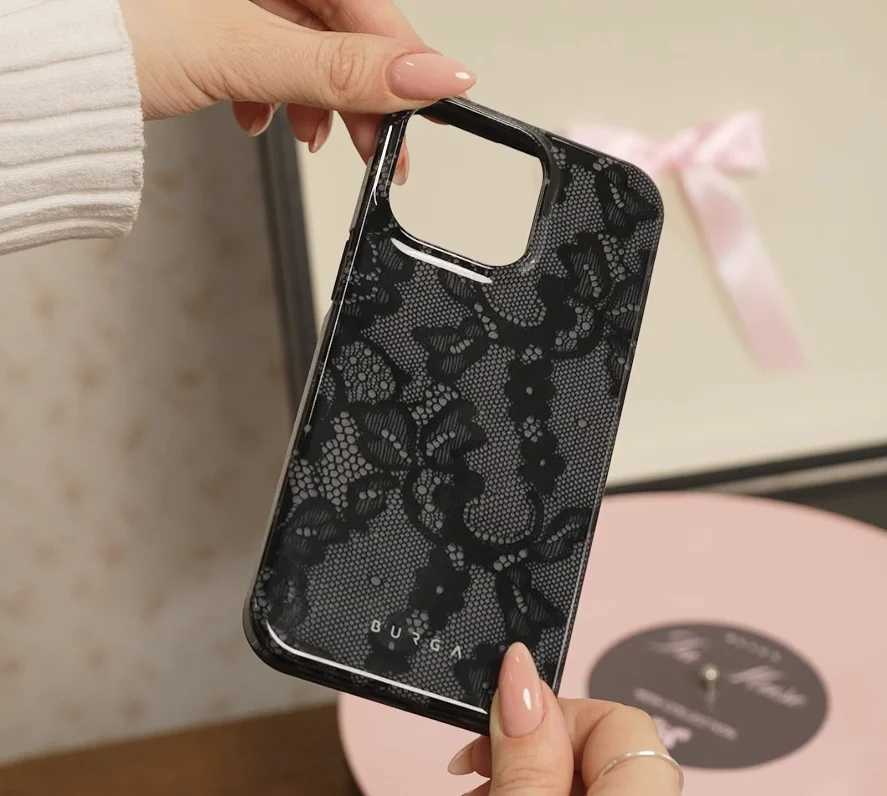 BURGA Luxury Black Checkered Pattern Phone Case for iPhone 16 15 14 13 12 11 Pro Max X XS XR XSMax 7 8 Plus Glossy Film Hard PC Z250211