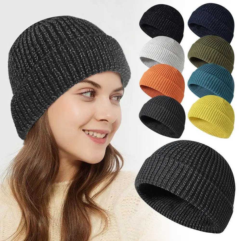 Cycling Reflective Knit Caps Winter Warm Sklcaps Reflective Beanie Hat Winter Outdoor Sports Reflective Hat For Hiking Cycling X250212