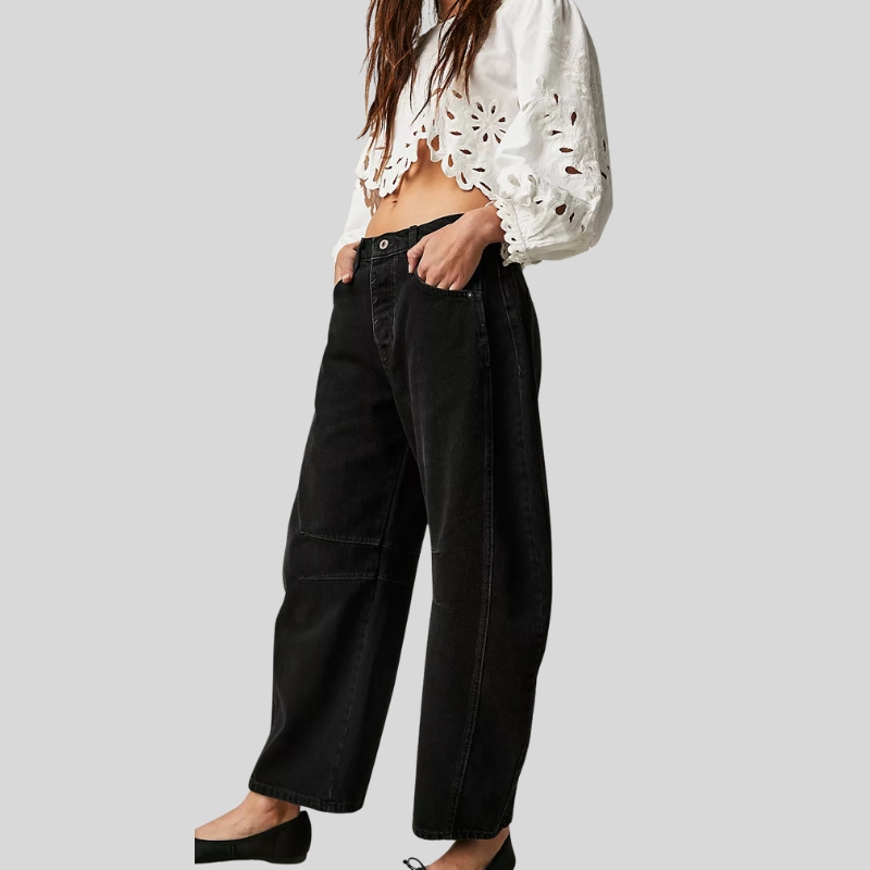 New European and American fashion casual women's loose wide-leg pants medium and low waist washed denim trousers