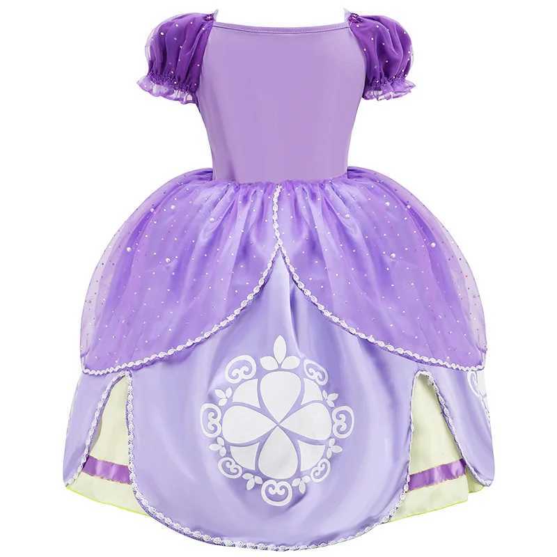 Little Princess Dress For Girl Sofia Children Pearl Applique Cosplay Costume Kids Halloween Luxury Fluffy Tulle Clothes NewXJ250117