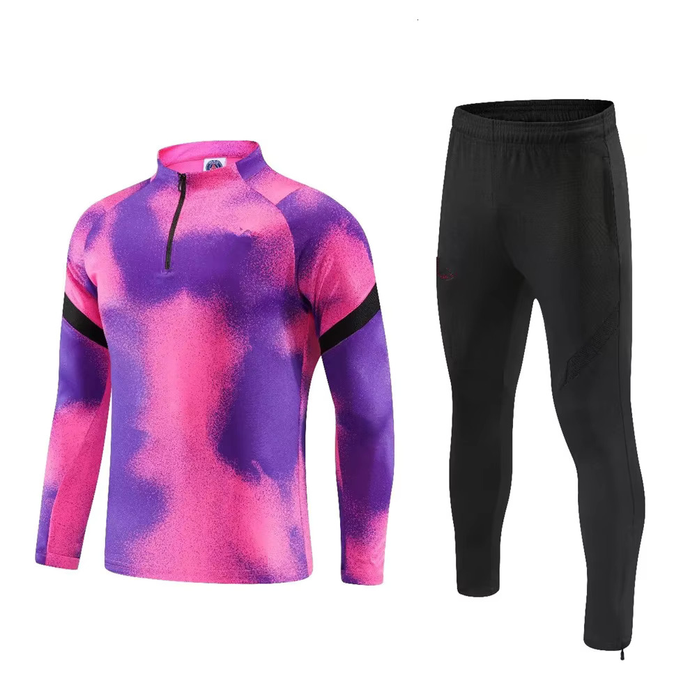 New Men's Sports Set Pian Fans Half Zipper Jacket Training Wear Games Jerseys Soccer Kit Aldult Tops And Trousers Casual Wea