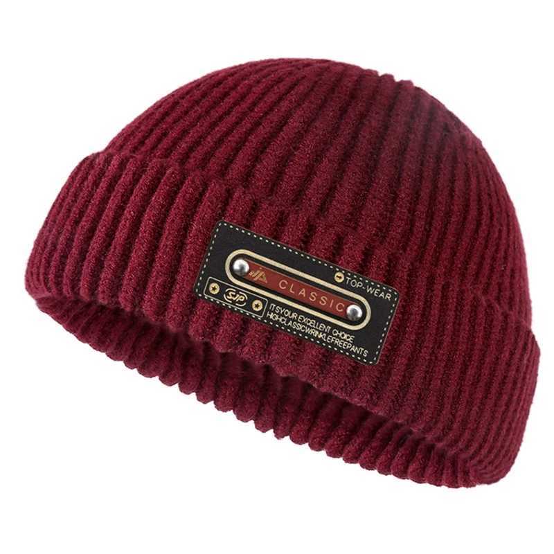 Winter Warm Beanies Casual Short Thread Hip Hop Hat Mens Five Wool Knitted Skl Cap Brimless Baggy Melon Cap X250212