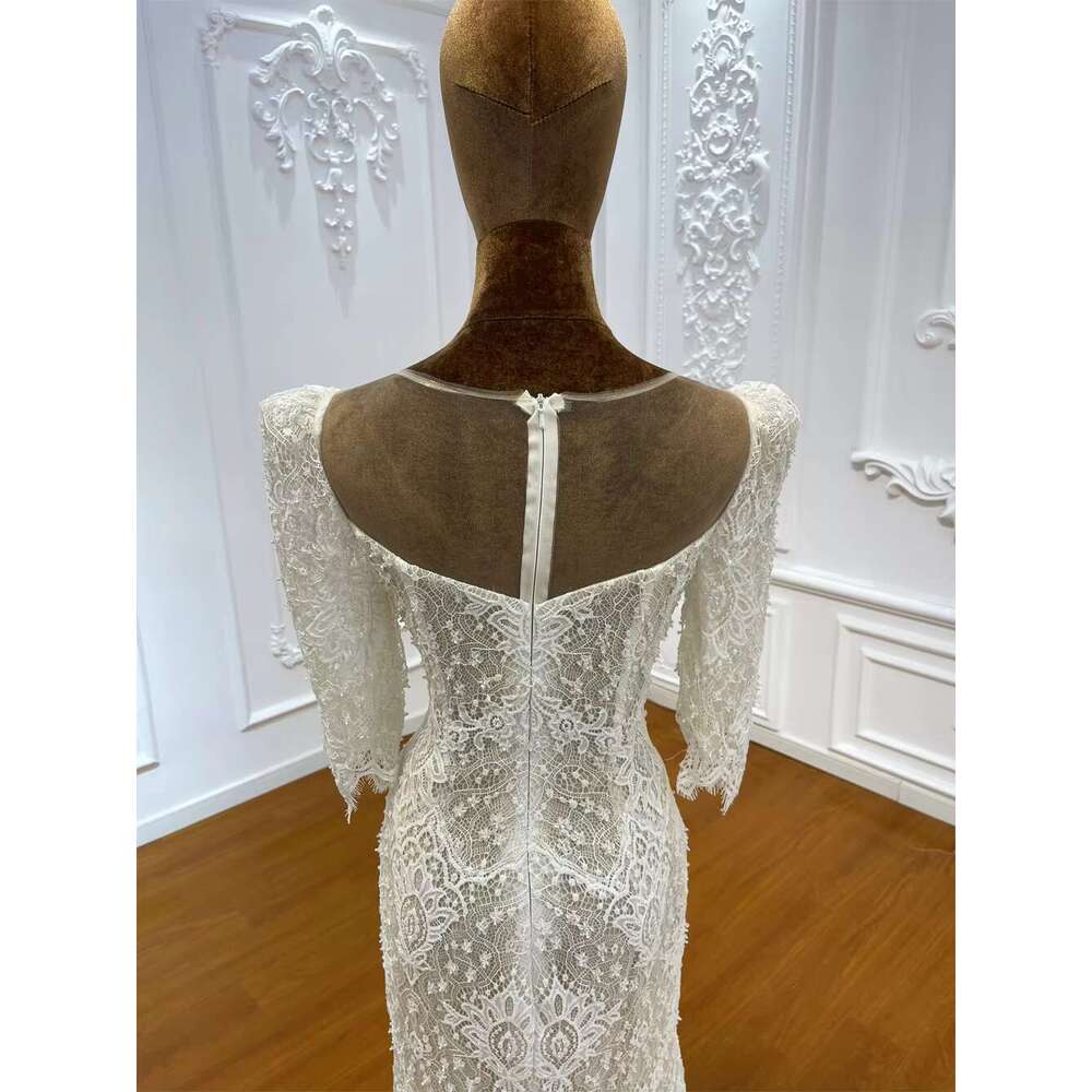 Customized M033 Special Lace Half Sleeve Mermaid Bridal Wedding Dress