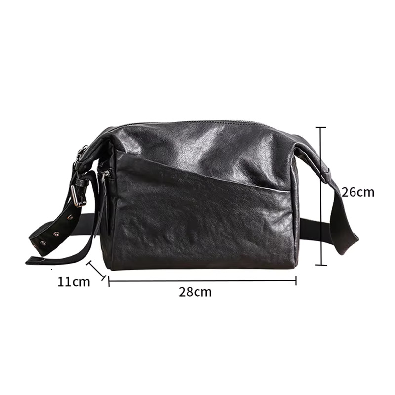 Shoulder Men's Cross Section Soft Cross-Body Bag Trendy Brand Large Capacity Vegetable Tanned Leather Person