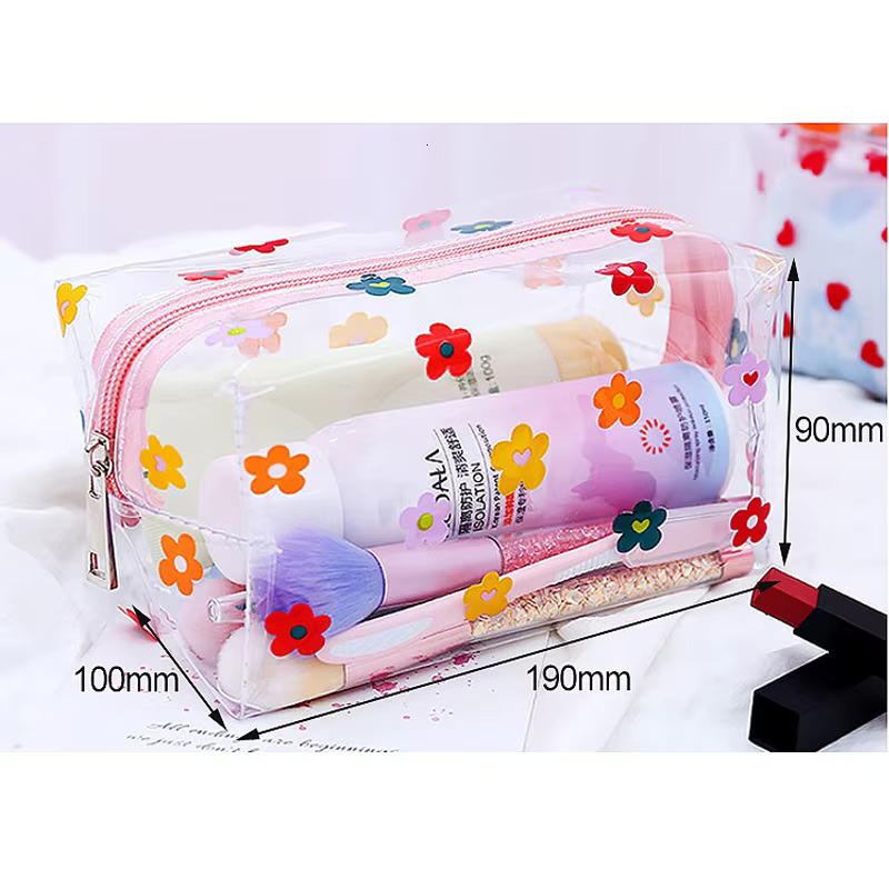 Clear Makeup Fashion Transparent Travel Portable Mini Wash Storage Bags Strawberry wer Print Women Zipper Cosmetic Bag swissmilitary