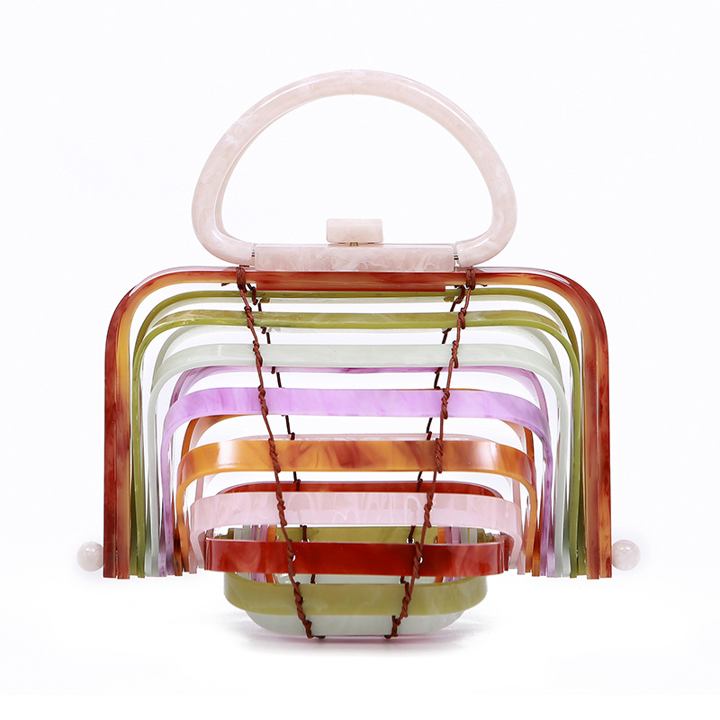 Acrylic Basket Vacation Beach Bag - Foldable Hollow Handbag with Shell Design