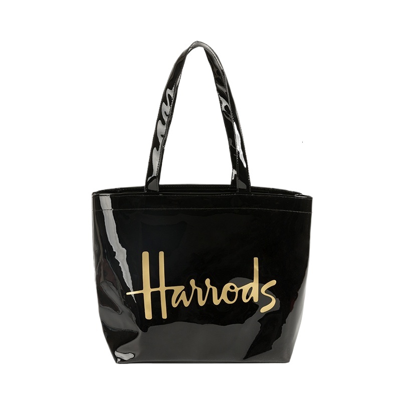 Printed Simple PVC Shoulder Bag Big Capacity Women Daily Work Handbag Portable Travel Tote Purse For Summer Beach