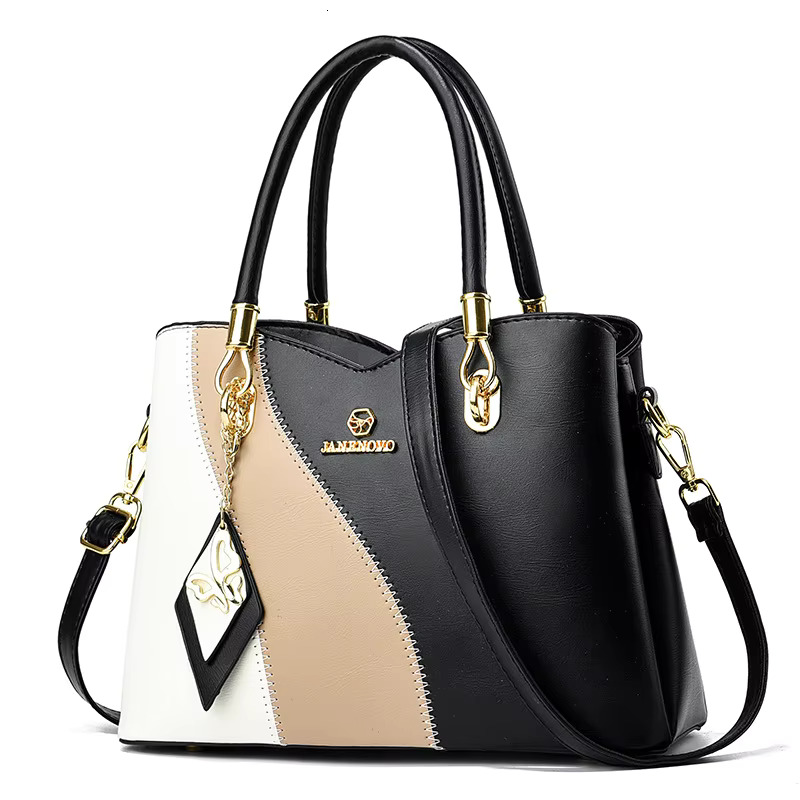 new style New Three Color Combination Handbag Large Capacity Soft Leather Shoulder Fashion Elegant Women's Crossbody Bag