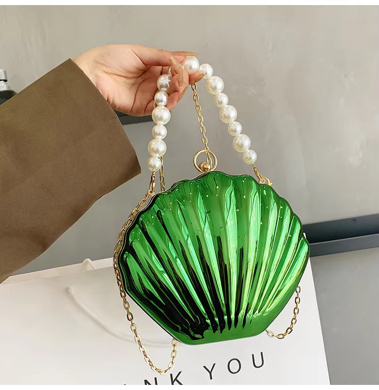 Evening Shape Women Clutch 2023 New Wedding Bridal Handbag Pearl Beaded Fashion Shell Chain Party Bags