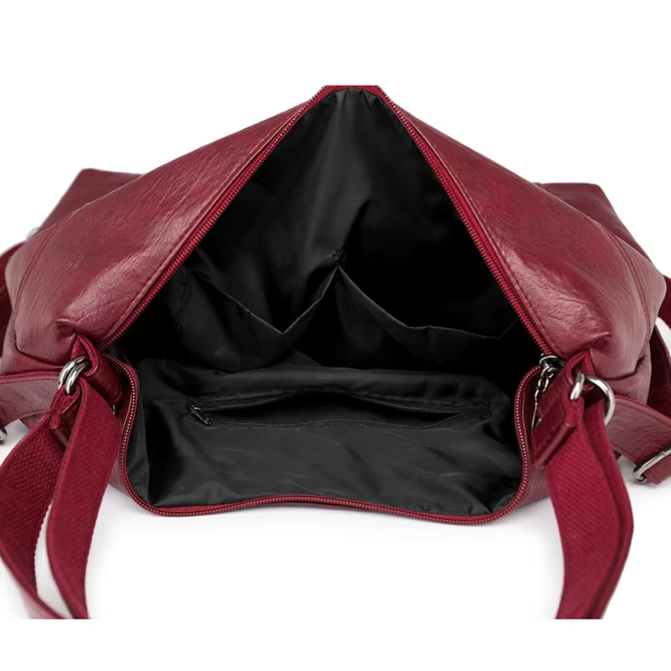Vintage Women's Backpacks Soft PU Leather Shoulder Solid Color Back Pack Ladies Multi-Functional Casual Tote Bag Sac A Main