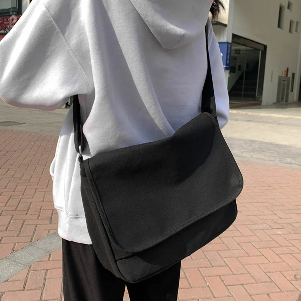 Crossbody Bags Women Canvas Youth Fashion Casual Shopping Shoulder Bag Large Capacity Solid Color Shoppers Handbags 250207