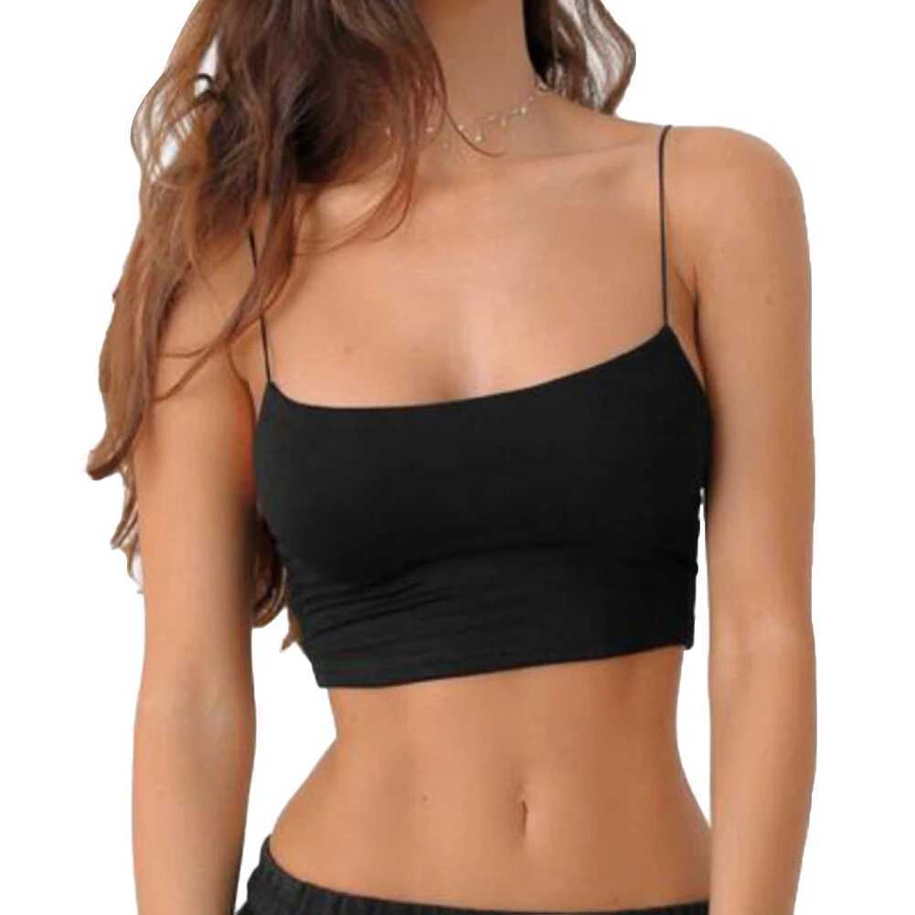 Sexy Women Solid Color Spaghetti Straps Slim Camisole Crop Top Bottoming Blouse Vest strap top shirt bottoming shirtXJ250212
