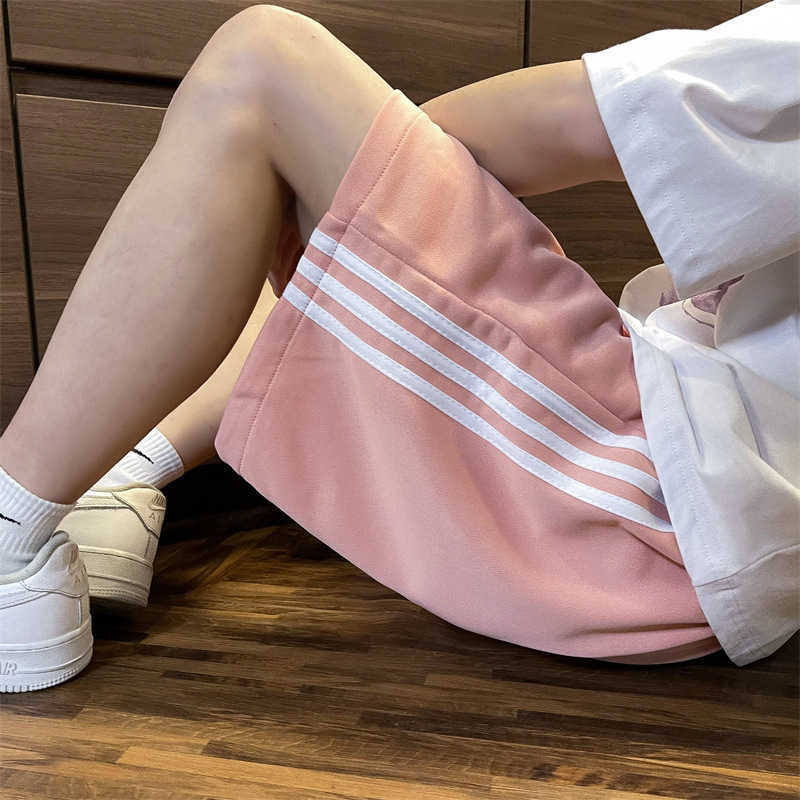 Three bar casual shorts for men summer trendy brand for teenagers loose and versatile five quarter pants high street hooligan and handsome sports swea