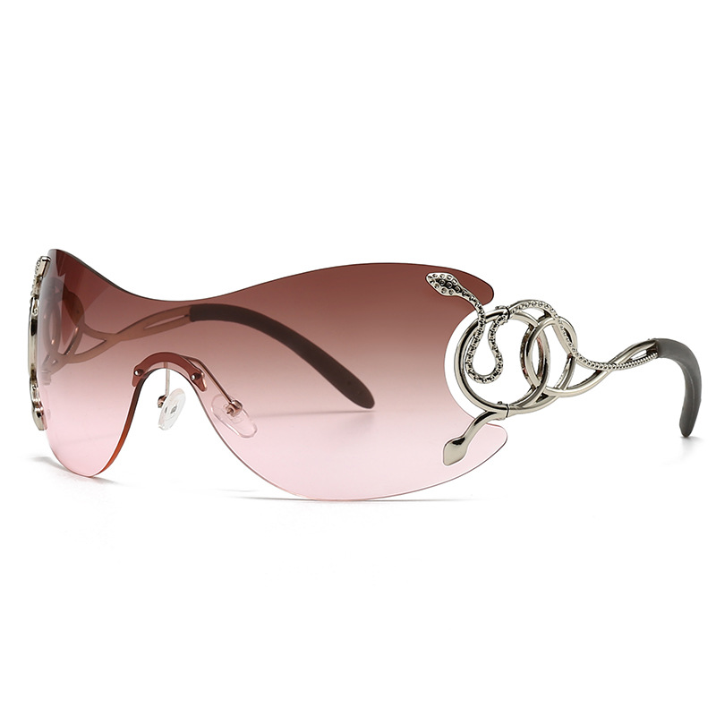 Europe and the United States fashion spirit snake frameless women's sunglasses designer senior sense sunshade street photography trend cross-bord