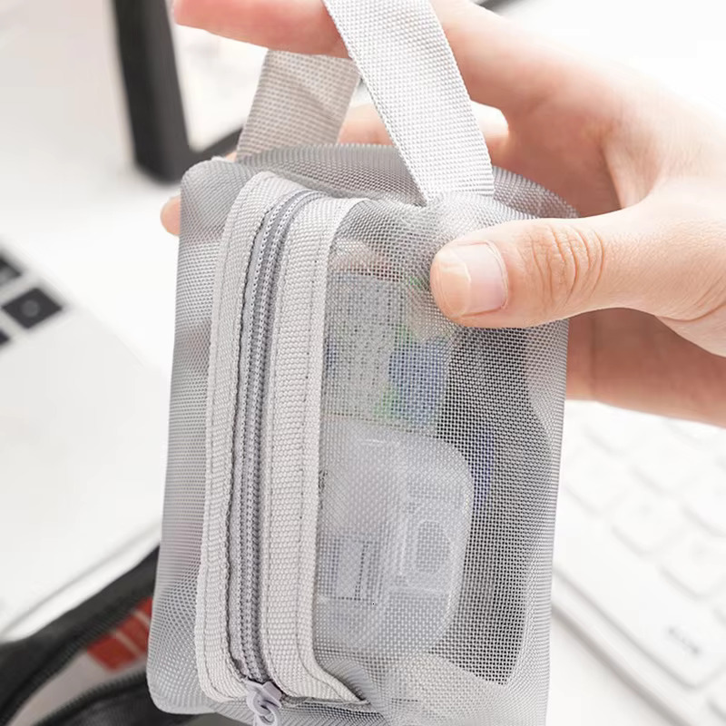 Travel Mesh Cosmetic Zipper For Women Wash Toiletry Bag Makeup Organizer Portable Storage Pouch swissmilitary