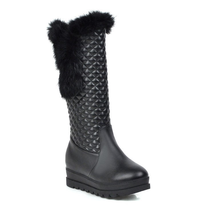 2025 new White Black High Snow Woman Waterproof Over the Knee Boots Female Fashion Fur Warm Plush Winter Long Shoes Ladies 3665