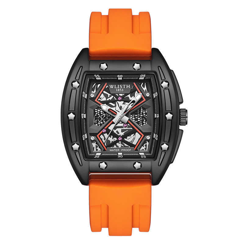 Wolis brand new mens watch barrel shaped large dial hollowed out quartz watch mens watch W250212