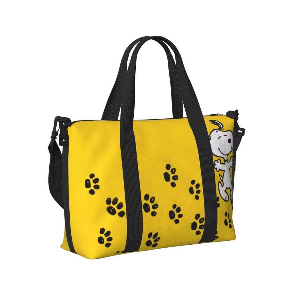 Custom Snoopys Paw Print Path Grocery Tote Shopping Women Large Capacity Cartoon Comic Dog Beach Gym Travel Bags