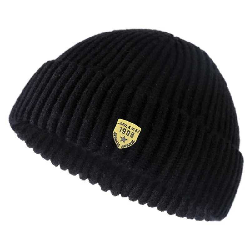 Street Style Hip Hop Sklcap Men Brimless Beanies Baggy Melon Cap Winter Keep Warm Knitted Bonnet Dancer Casual Beanies Hats X250212